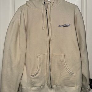 Bud Light Cream Zip-Up Hoodie